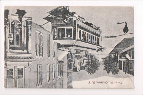NY, Canisteo - Depot St, trolley or street car postcard - D17022