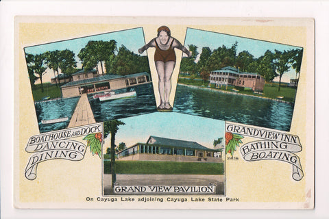NY, Cayuga Lake - Grand View Pavilion, Grandview Inn, Boathouse - D17425