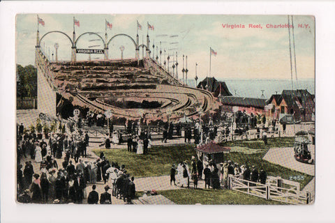 NY, CHARLOTTE- Virginia Reel, amusement park, @1911 vintage postcard - NL0192