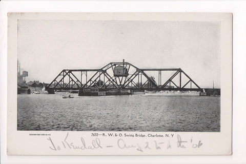 NY, CHARLOTTE- R W and O Swing Bridge (steel) postcard - D17175