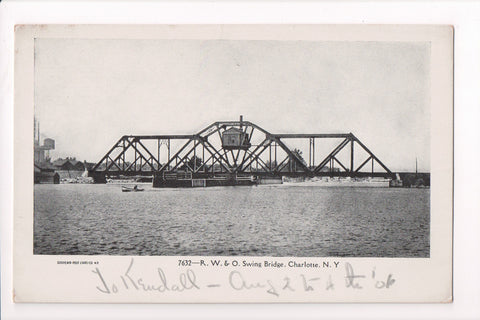 NY, Charlotte - R W and O Swing Bridge (steel) postcard - D17175