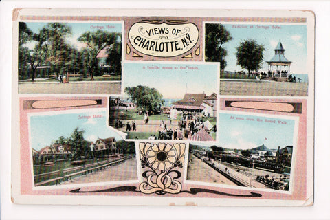 NY, CHARLOTTE - multi view postcard including Cottage Hotel - D17178