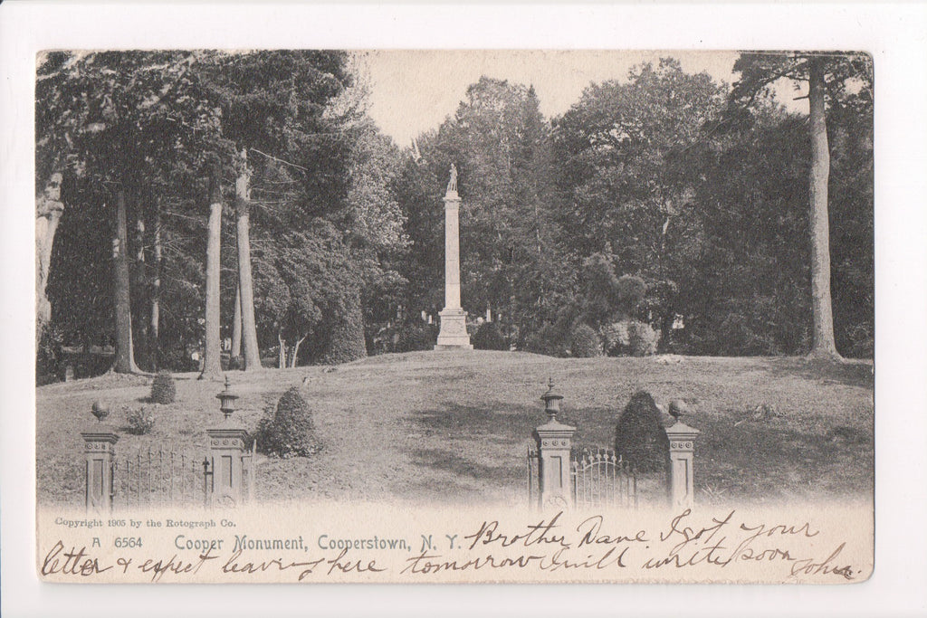NY, COOPERSTOWN  - Cooper Monument - Rotograph Co card - A17134