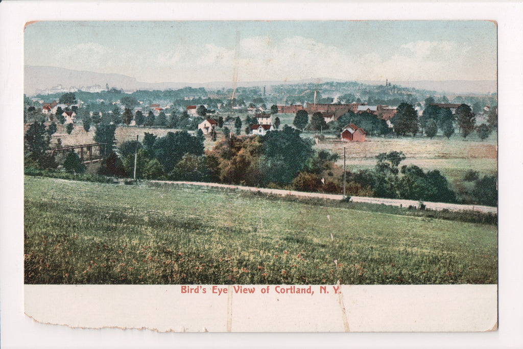 NY, CORTLAND - Birds Eye View - D03054 - postcard **DAMAGED / AS IS**