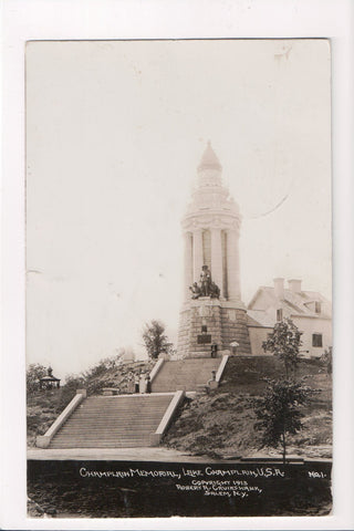 NY, Crown Point - Lake Champlain Memorial closeup RPPC - D07107