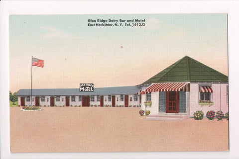 NY, EAST HERKIMER - Glen Ridge Dairy Bar and Motel postcard - D17233