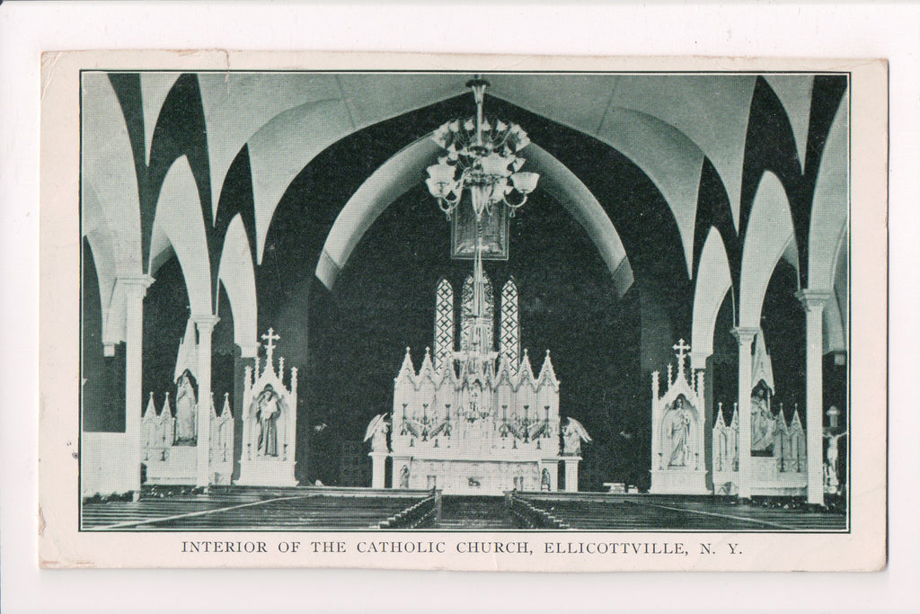 NY, ELLICOTTVILLE - Catholic Church interior - DPO 2 for WEST, NY @1908 - W02022