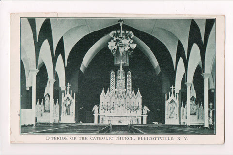 NY, Ellicottville - Catholic Church interior - DPO 2 for WEST, NY @1908 - W02022