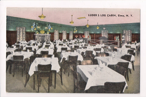 NY, ELMA - Luders Log Cabin Restaurant interior postcard - D17051