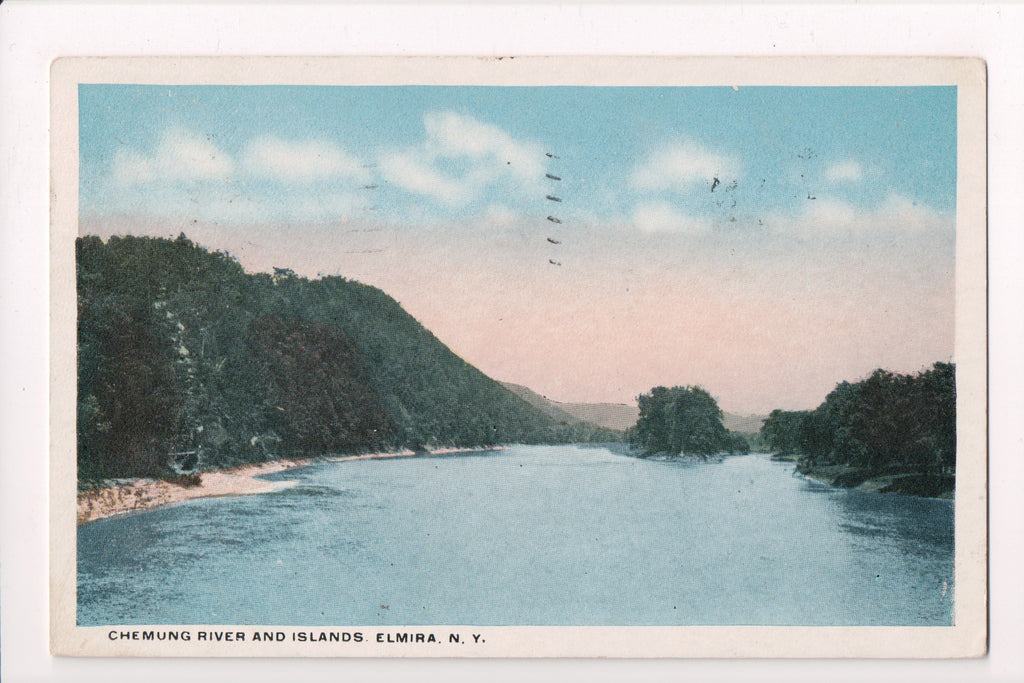 NY, ELMIRA - Chemung River and Islands, @1924 postcard - NY0139