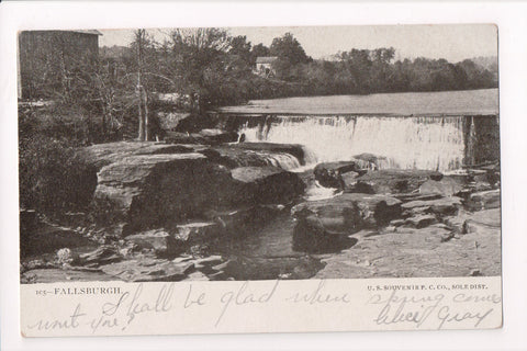 NY, FALLSBURGH - dam and buildings along the edge postcard - 501102