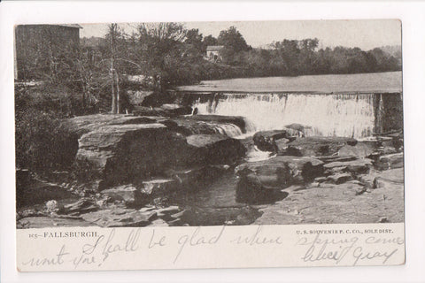 NY, Fallsburgh - dam and buildings along the edge postcard - 501102