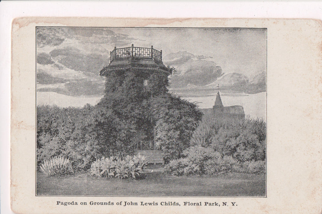 NY, FLORAL PARK - John Lewis Childs Pagoda, vintage postcard - sw0247