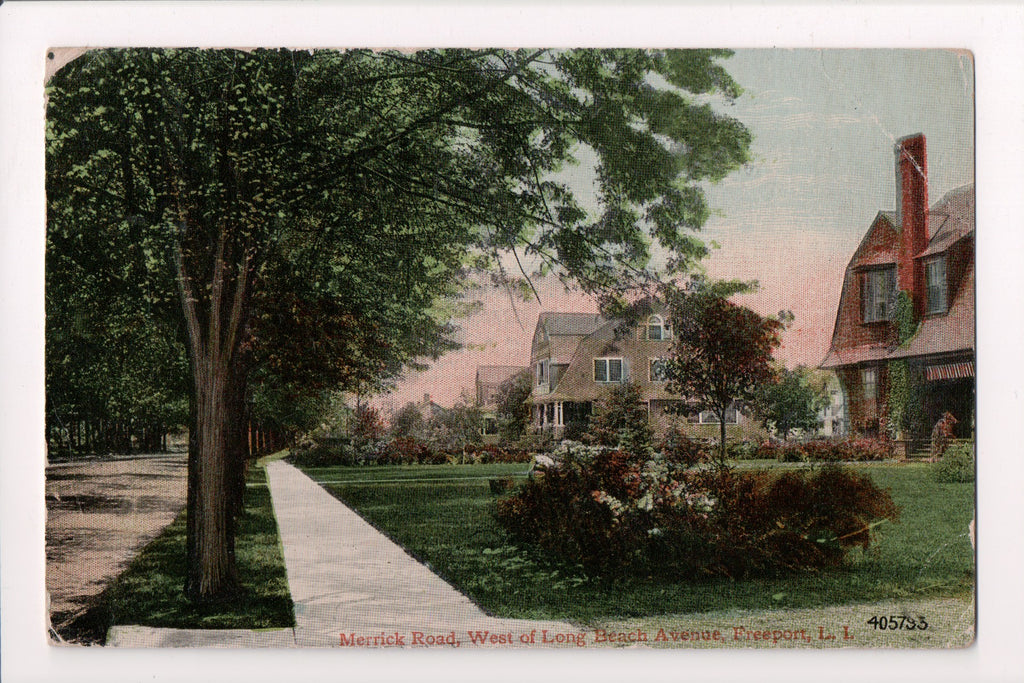 NY, FREEPORT - Merrick Road, @1914 vintage I Da Silva postcard - C06167