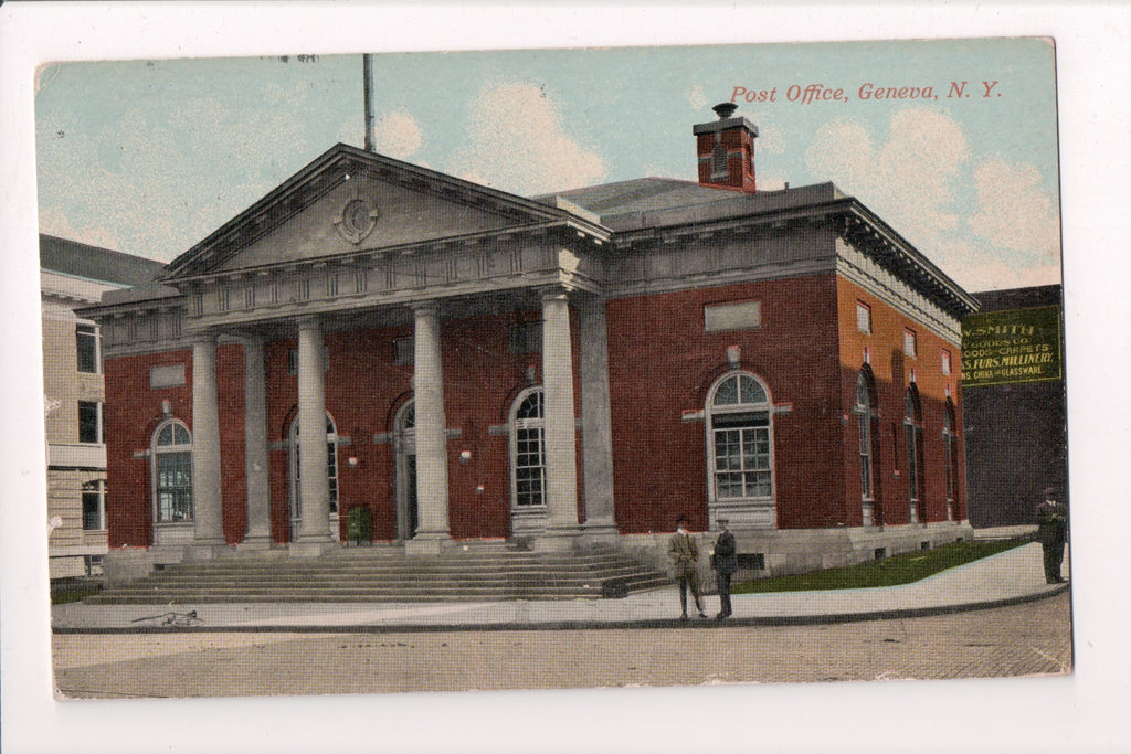 NY, GENEVA - Post Office, PO, W Smith Goods Co - postcard w01967