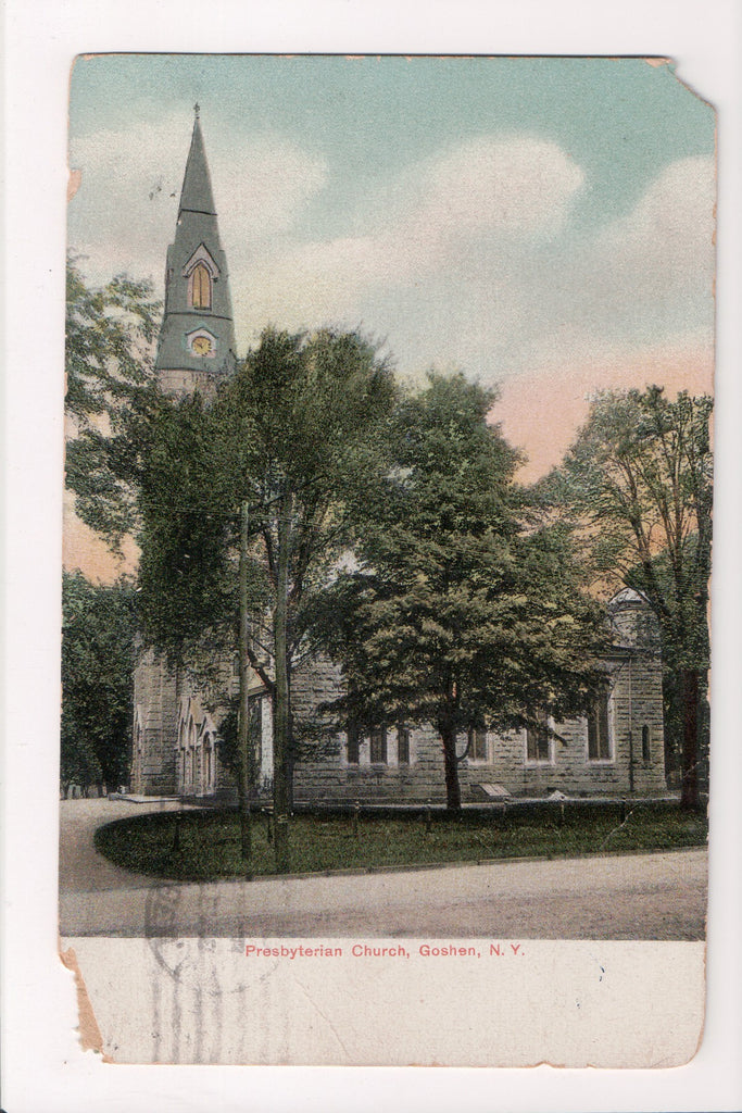 NY, GOSHEN - Presbyterian Church - NY159 - postcard **DAMAGED / AS IS**