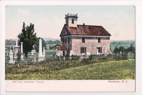 NY, Herkimer - Old Fort Herkimer Church, cemetery postcard - D17027