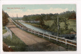 NY, HERKIMER - Road by river, person on bike postcard - D17042
