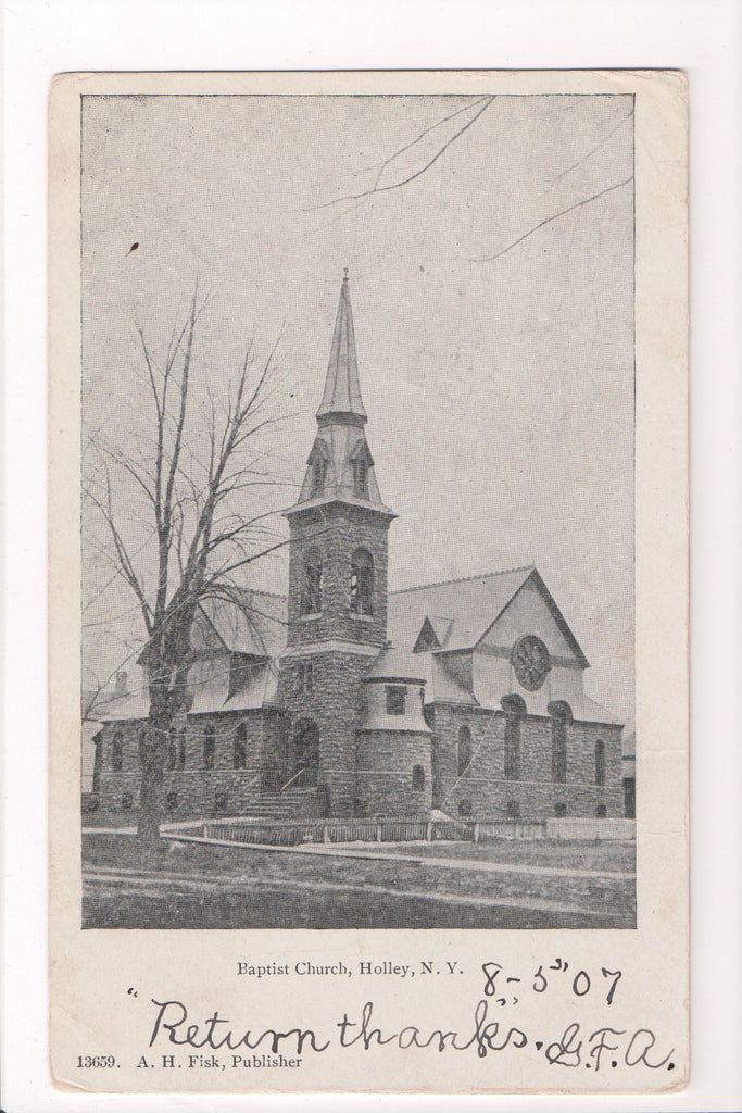 NY, HOLLEY - Baptist Church - A H Fisk postcard - D17211