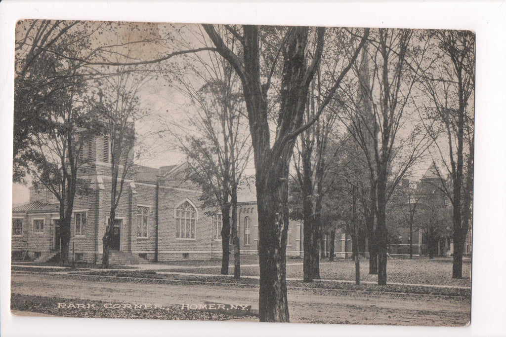 NY, Homer - Park Corner, Church - D17015