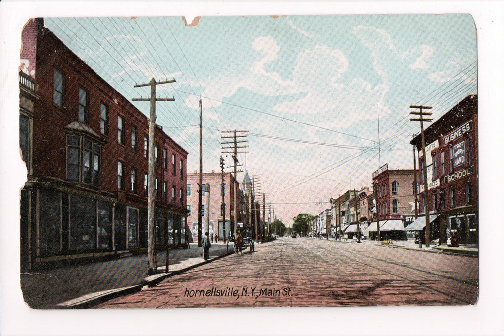 NY, HORNELLSVILLE - Main Street, Business School, Star - D17002