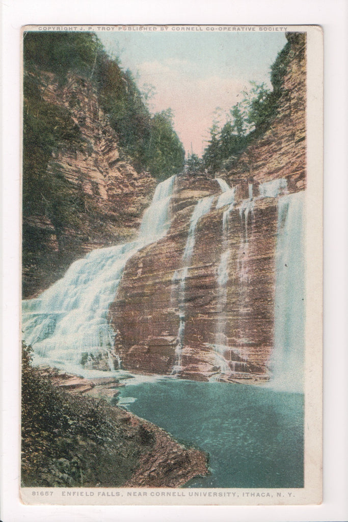 NY, ITHACA - Enfield Falls closeup postcard - B17248