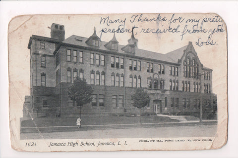 NY, Jamaica - High School - Long Island - E10394 - postcard **DAMAGED / AS IS**