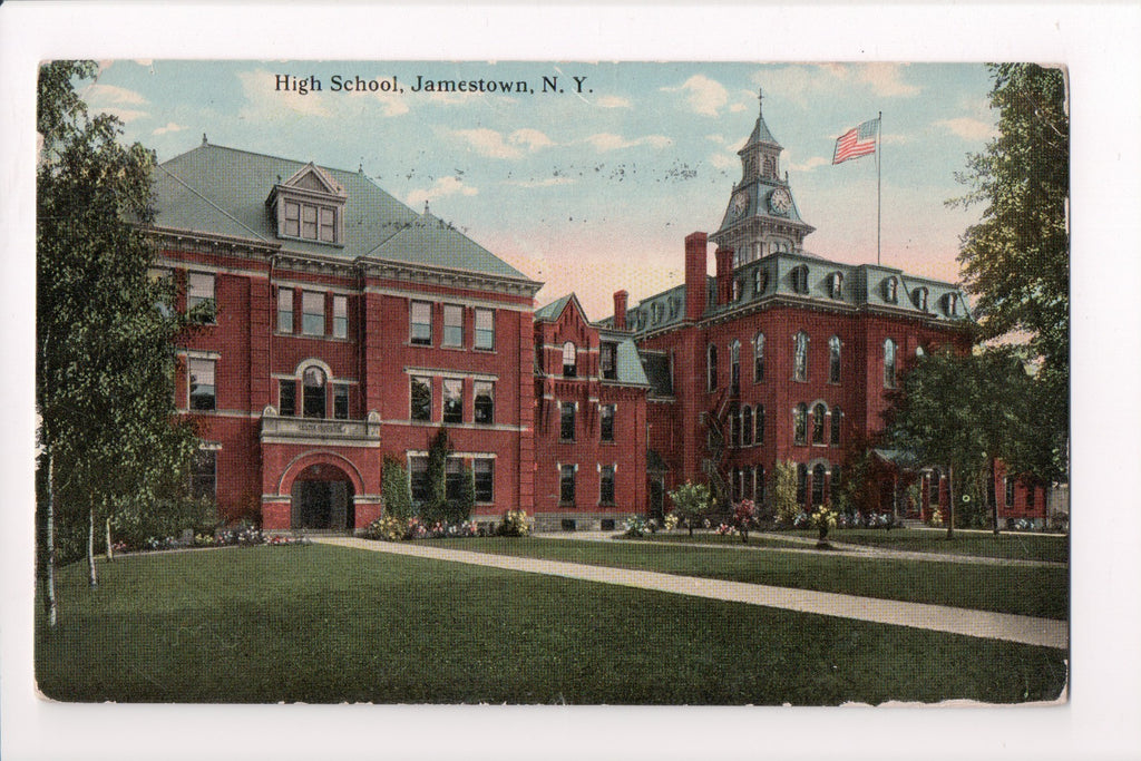 NY, Jamestown - High School - @1913 postcard - D17005