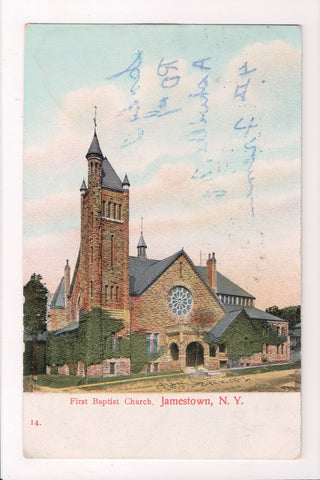 NY, Jamestown - First Baptist Church - @1909 postcard - D17126