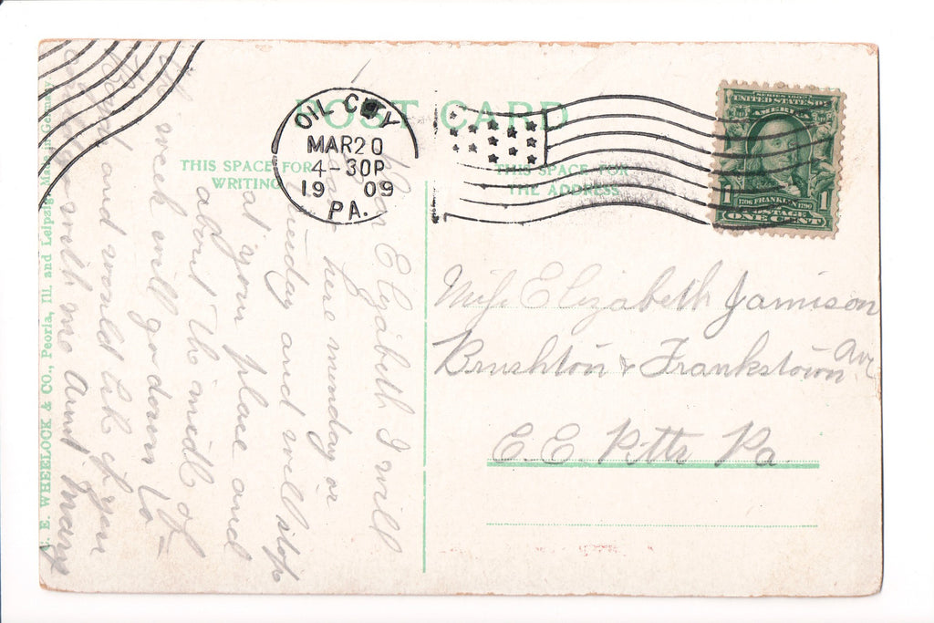 pm FLAG KILLER - PA, Oil City - 1909 cancel - D17160