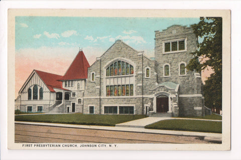 NY, Johnson City - First Presbyterian Church postcard - D17065