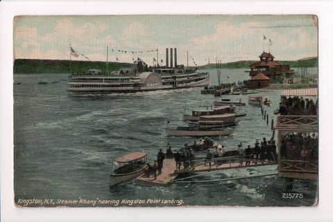 NY, Kingston - Kingston Point Landing, people, ship Albany - B17065