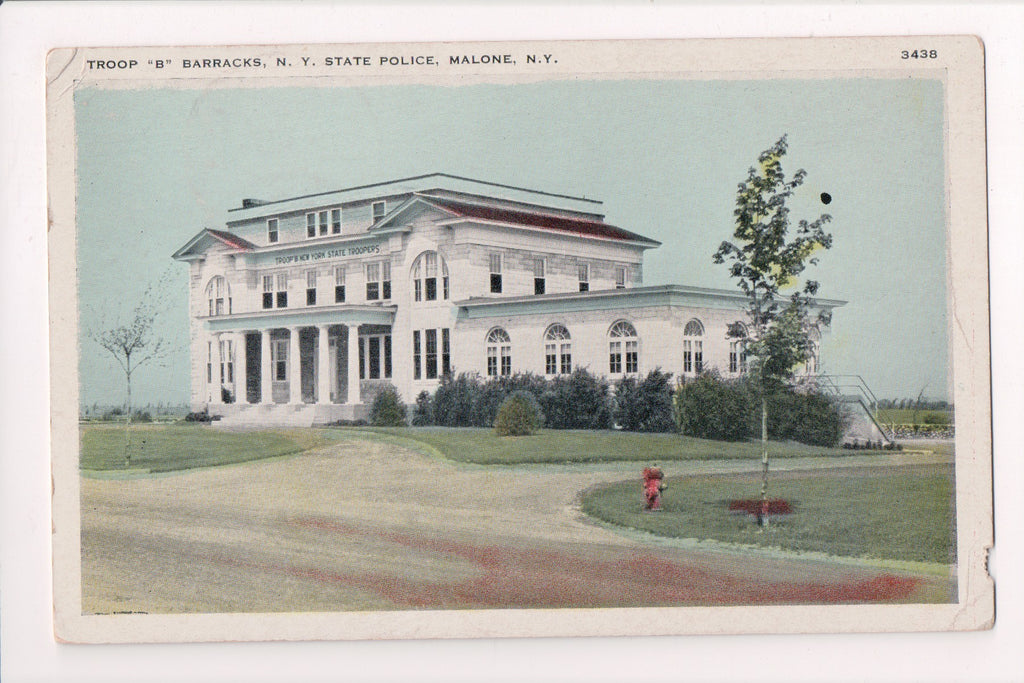 NY, MALONE - State Police, Troop B Barracks - @1943 RPO cancel - S01362