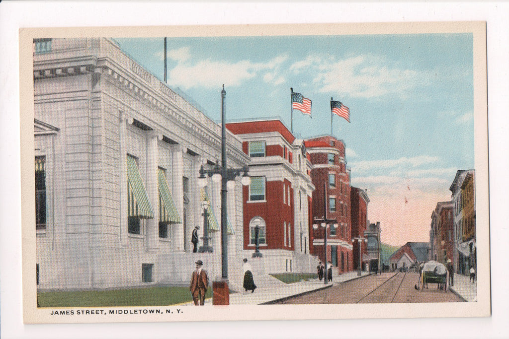 NY, Middletown - James St, vintage postcard - J03027