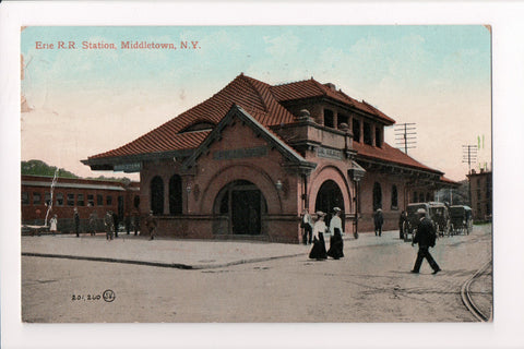 NY, MIDDLETOWN - Erie Railroad Station, Train Depot postcard - w05247