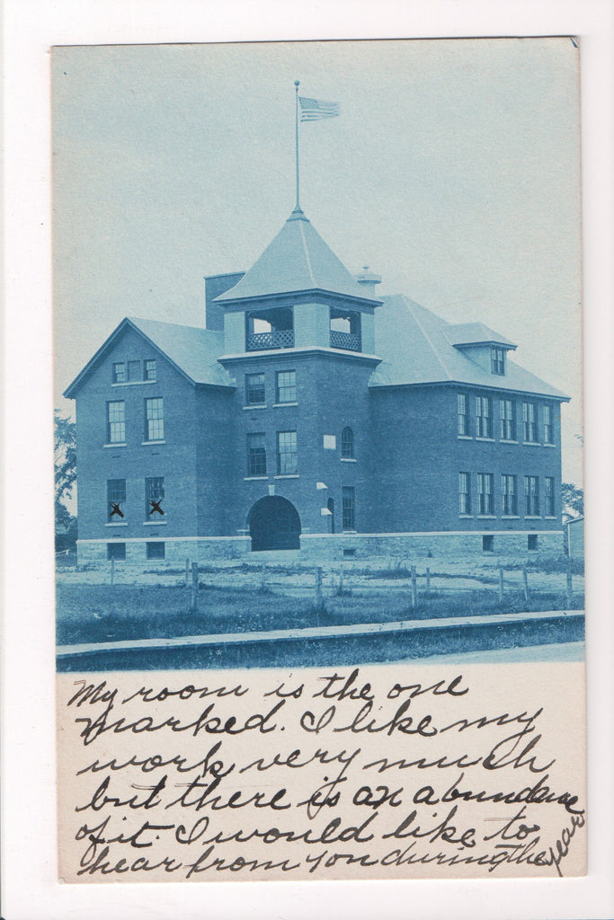 NY, Mooers - Cyanotype - School @1907 postcard - 606031