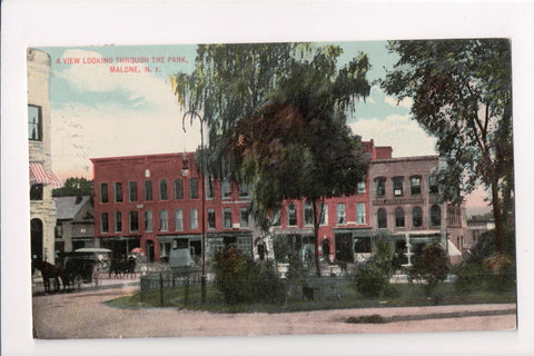 NY, MALONE - signs thru park - IOF, Walter J Millan? - B08217