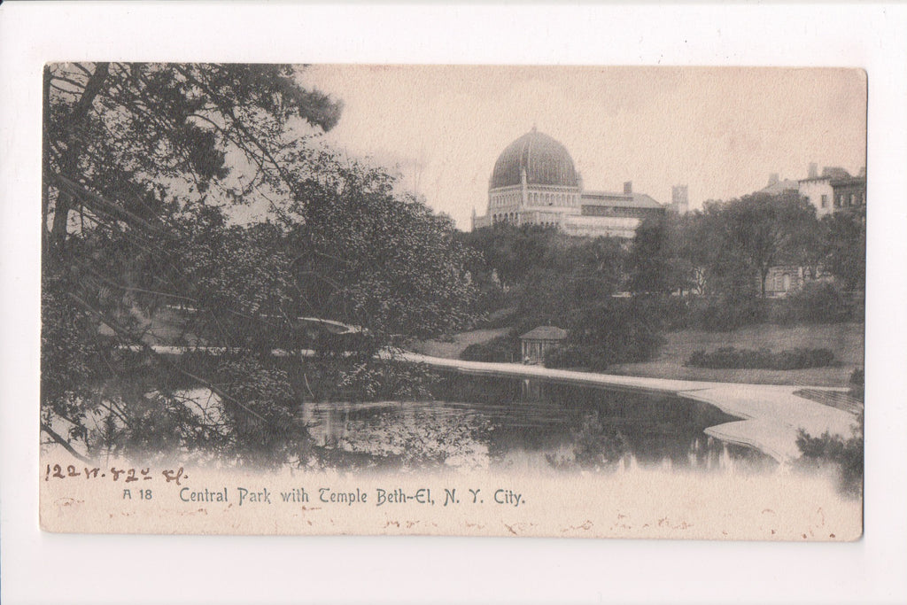 NY, New York City - Temple Beth-EL, Central Park postcard - B11229z