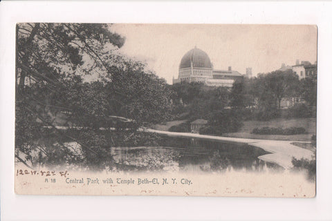 NY, New York City - Temple Beth-EL, Central Park postcard - B11229z