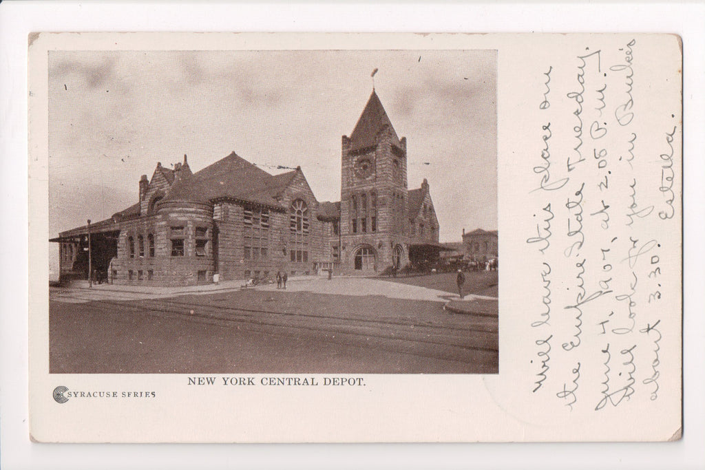 NY, SYRACUSE - NY Central Depot, train station - @1907 postcard - D17426