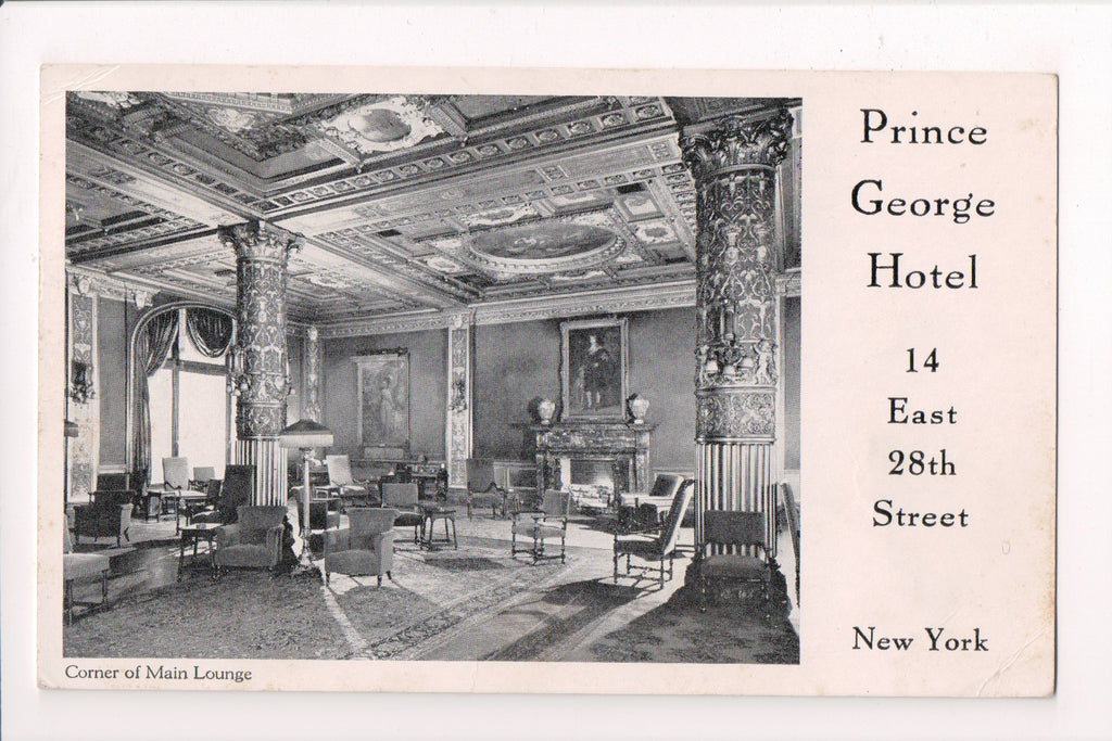 NY, NEW YORK CITY - Prince George Hotel Main Lounge @1941 postcard - w03444