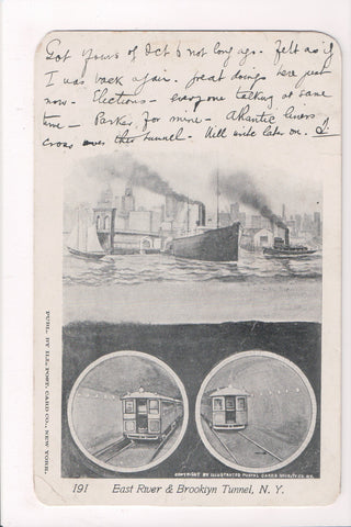 NY, NEW YORK CITY - East River and Brooklyn Tunnel @1904 postcard - CP0719