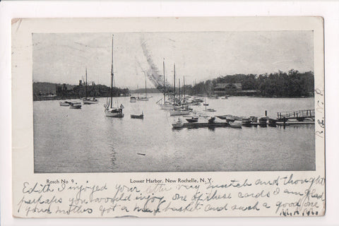NY, NEW ROCHELLE - Lower Harbor - @1906 Flag and TRANSIT cancels - w05123