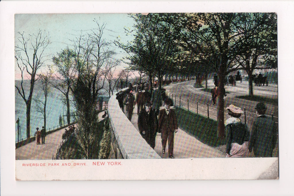 NY, NEW YORK CITY - Riverside Park and Drive, people, @1907 postcard - B10037