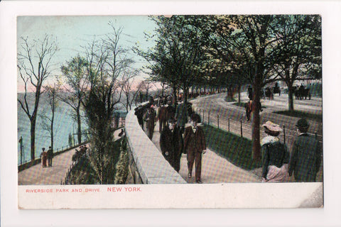 NY, NEW YORK CITY - Riverside Park and Drive, people, @1907 postcard - B10037