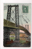NY, NEW YORK CITY - Williamsburg Bridge, fire boat fighting fire (original SOLD) CP0439