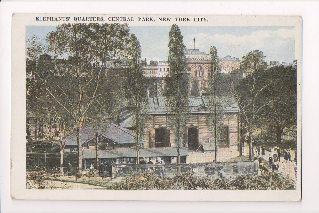 NY, NEW YORK CITY - Central Park, Elephants Quarters, vintage postcard - F09290