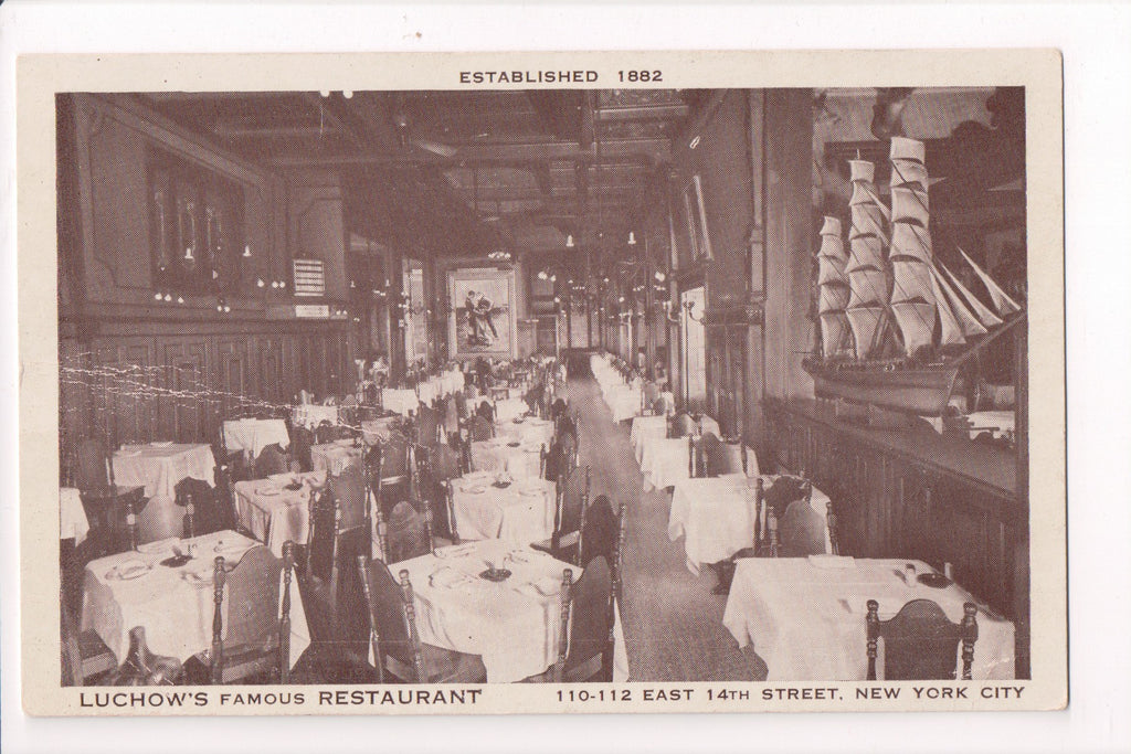NY, NEW YORK CITY - Luchows Restaurant interior, ship model - B17026