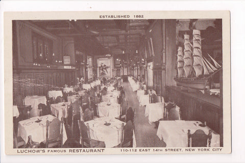 NY, NEW YORK CITY - Luchows Restaurant interior, ship model - B17026