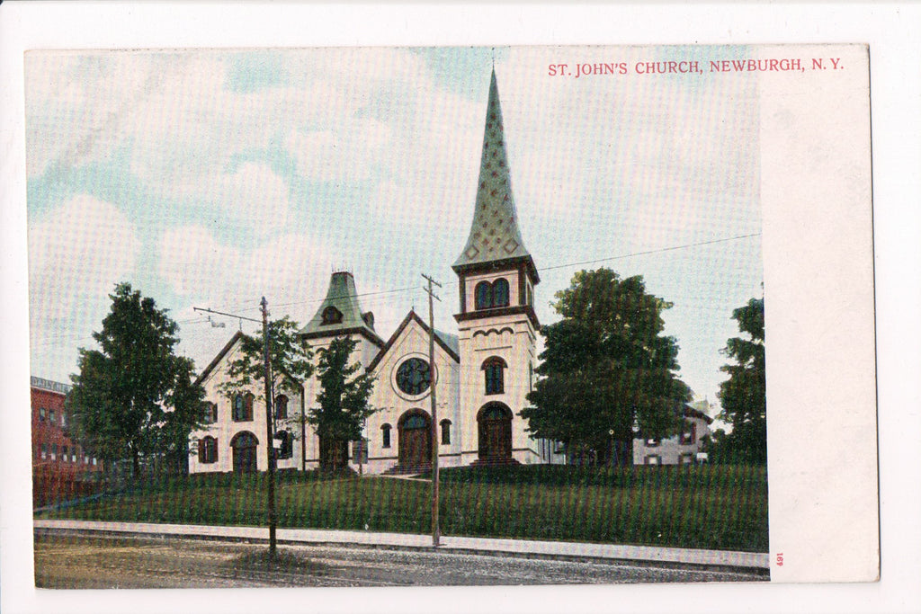 NY, NEWBURGH- St Johns Church, vintage Bosselman postcard - K06012